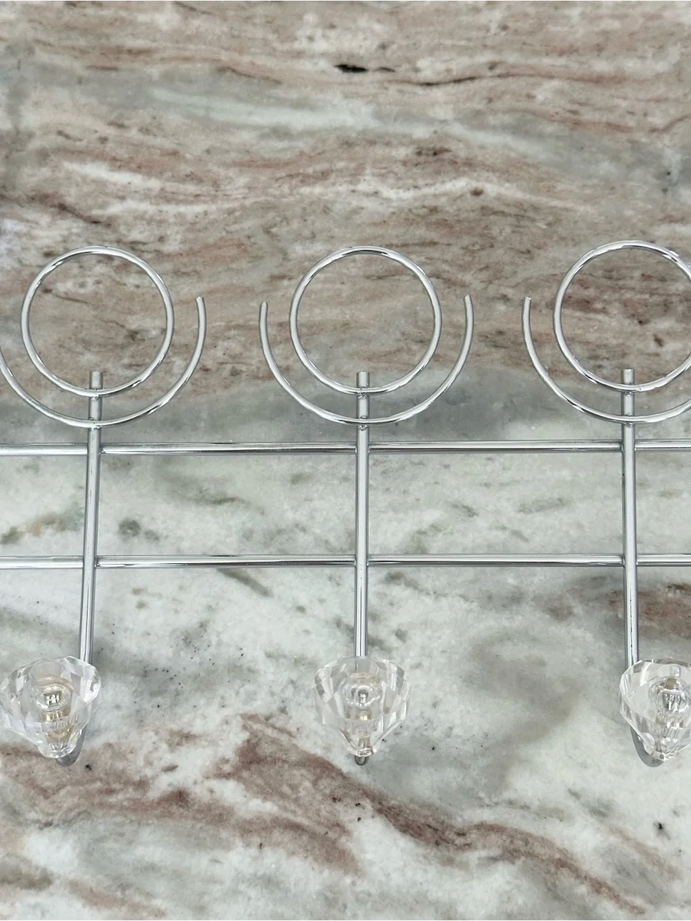 Over the Door Hanging Rack with 5 Faux Crystal Knobs Hooks